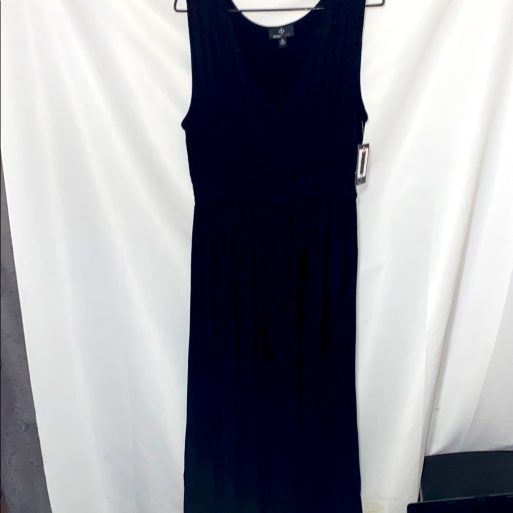NWT Ronni Nicole size XL Black Sheath Maxi Dress Faux‎ wrap braided elasticwaist